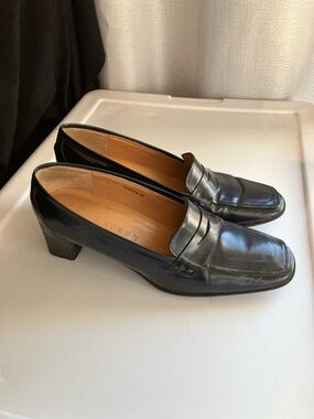 LAUREN Ralph Lauren Black High Polish Calf leather Penny Loafers Vintage size 6